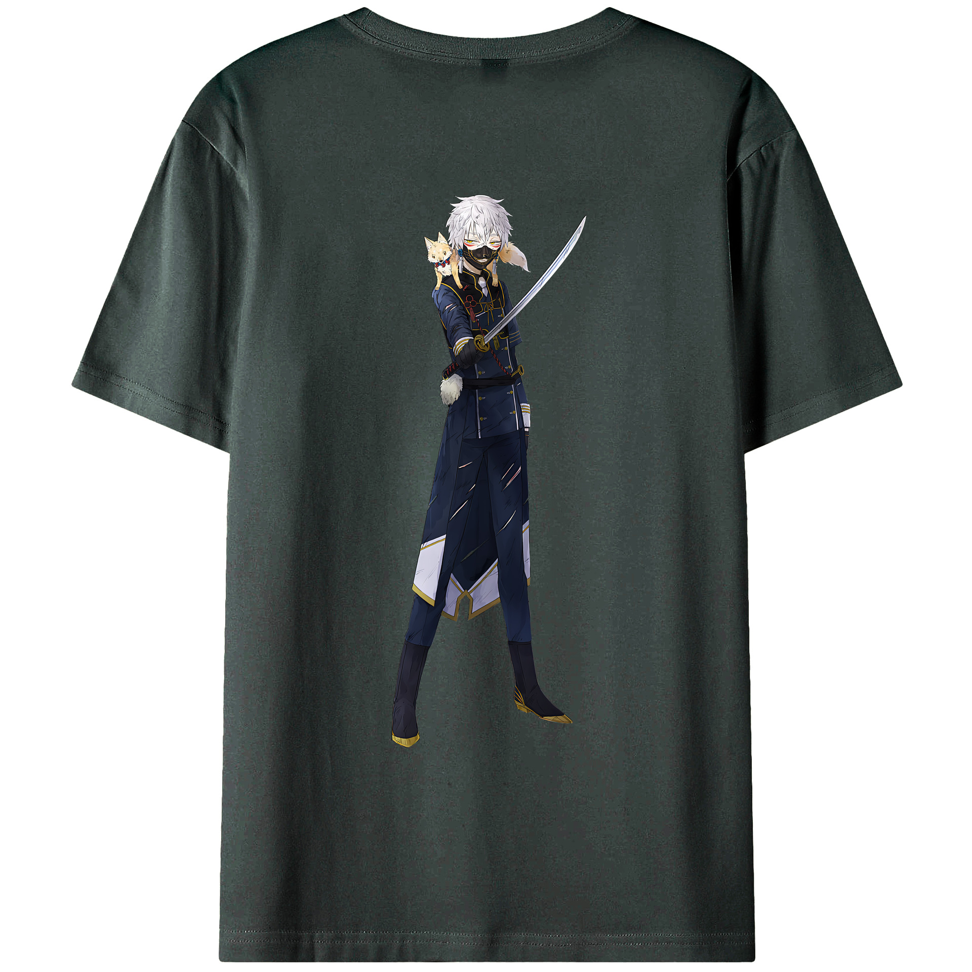 （画像用） 刀剣乱舞 Touken Ranbu 綿100％ メンズ半袖Tシャツ（バックプリント） 通気性